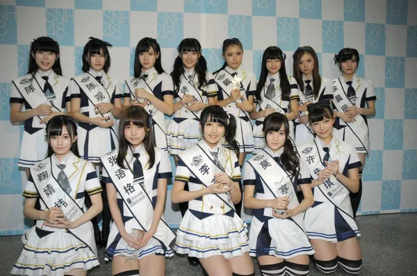 Membros Grupo Irmão Baseado Xangai Akb48S Snh48 Participar Primeiro Concurso — Fotografia de Stock