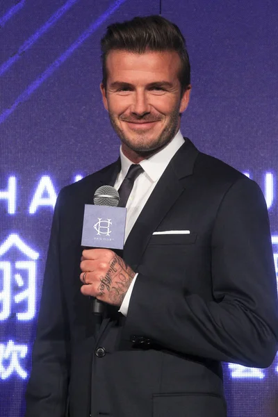 Bintang Sepak Bola Inggris David Beckham Berpose Selama Konferensi Pers — Stok Foto