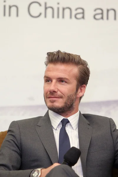 David Beckham Superestrella Del Fútbol Inglés Asiste Una Conferencia Prensa —  Fotos de Stock