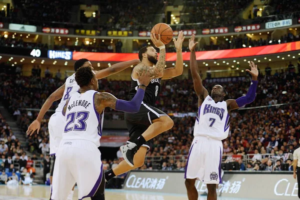 Deron Williams Brooklyn Nets Segundo Derecha Conduce Canasta Contra Sacramento — Foto de Stock