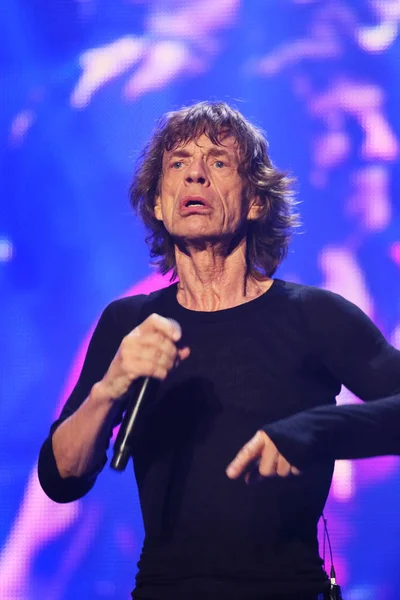 Mick Jagger Van Engelse Rockband Rolling Stones Presteert Het Concert — Stockfoto