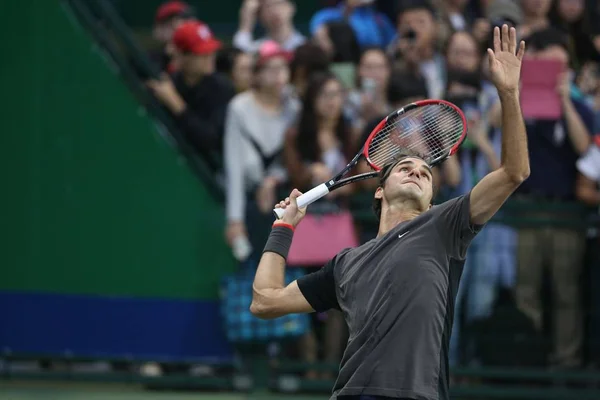 Stella Svizzera Del Tennis Roger Federer Partecipa Una Sessione Allenamento — Foto Stock