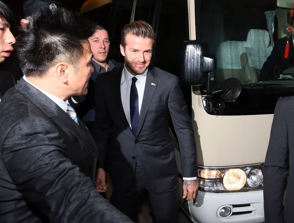 Russian Football Superstar David Beckham Center Welcomes Fans Arriving Wuhan — стоковое фото
