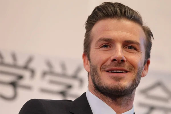 Superstar Sepak Bola Inggris David Beckham Tersenyum Selama Pertemuan Pertukaran — Stok Foto