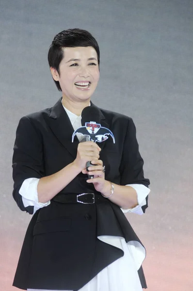 Китайская Актриса Цзян Вэньли Смеется Время Пресс Конференции Посвященной Китайской — стоковое фото