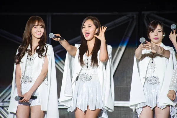 Miembros Del Grupo Femenino Surcoreano Girl Generation Presentan Concierto Smtown — Foto de Stock