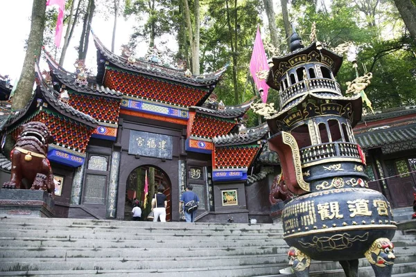 Vista Palácio Jianfu Monte Qingcheng Cidade Dujiangyan Sudoeste Província Chinas — Fotografia de Stock