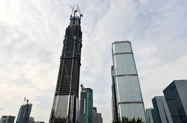 Widok Ping International Finance Center Ifc Wieża Budowie Najwyższy Mieście — Zdjęcie stockowe