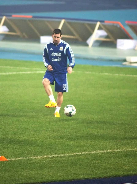 Lionel Messi Argentinië Neemt Deel Aan Een Trainingssessie Zware Smog — Stockfoto