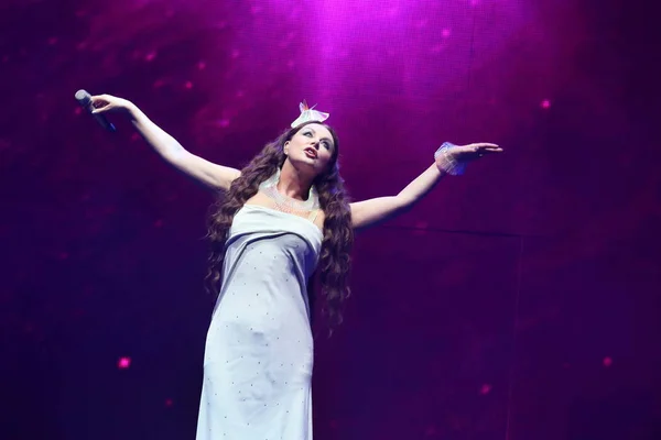 Angol Klasszikus Szoprán Sarah Brightman Végez Egy Koncerten Kína Turné — Stock Fotó