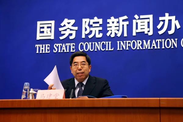 Jiantang Igazgatója Országos Statisztikai Hivatal Nbs Beszél Egy Sajtótájékoztatón Pekingben — Stock Fotó