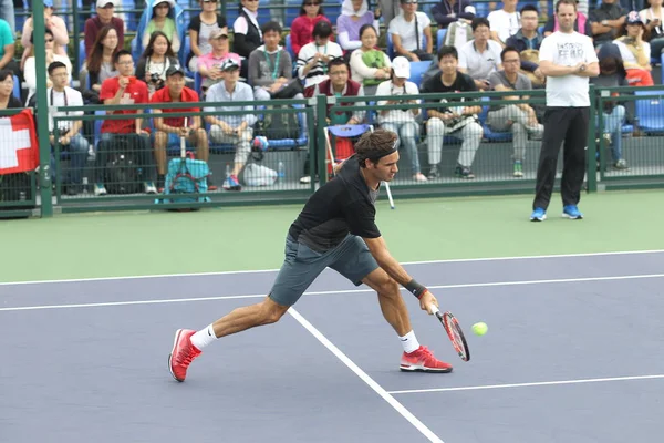 Roger Federer Switzerland Torna Campo Durante Una Sessione Allenamento Nel — Foto Stock