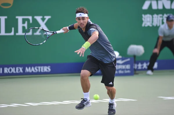 イタリアのファビオ Fognini 2014 上海マスターズ テニス大会で 上海で 2014 男子シングルス 回戦で中国の王 Chuhan — ストック写真