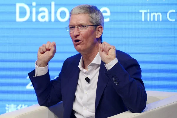 Тим Кук Генеральный Директор Apple Inc Выступил Диалоге Цянь Ином — стоковое фото