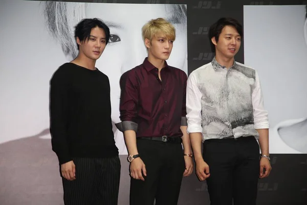 Grupo Pop Surcoreano Jyj Asiste Una Conferencia Prensa Para Gira —  Fotos de Stock