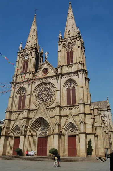 Vista Uma Igreja Cidade Guangzhou Província Chinas Guangdong Sul Fevereiro — Fotografia de Stock