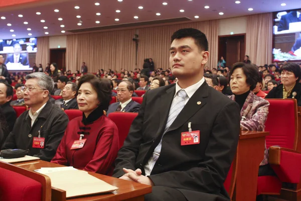 Estrela Basquete Chinesa Aposentada Yao Ming Outros Delegados Comparecem Sessão — Fotografia de Stock