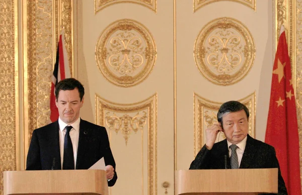 Cancelliere Britannico Dello Scacchiere George Osborne Sinistra Vice Premier Cinese — Foto Stock