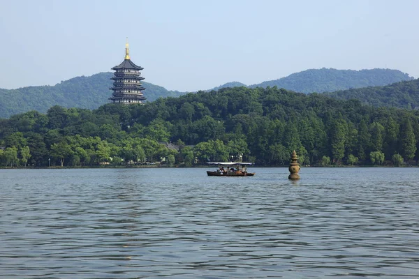 Widok Jezioro Zachód Hangzhou City Prowincja Chinas Zhejiang Wschodnia Maja — Zdjęcie stockowe