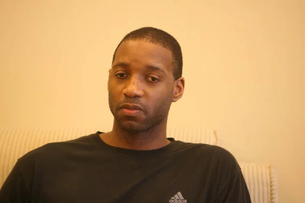 Tracy Mcgrady Vom Basketballclub Qingdao Eagles Denkt Beim Letzten Interview — Stockfoto