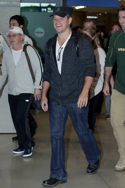 Acteur Américain Matt Damon Centre Sourit Aéroport International Incheon Après — Photo