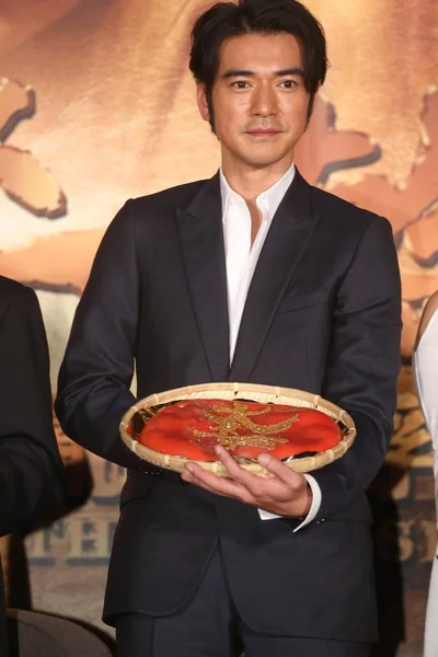 Acteur Taïwanais Takeshi Kaneshiro Pose Lors Une Conférence Presse Son — Photo