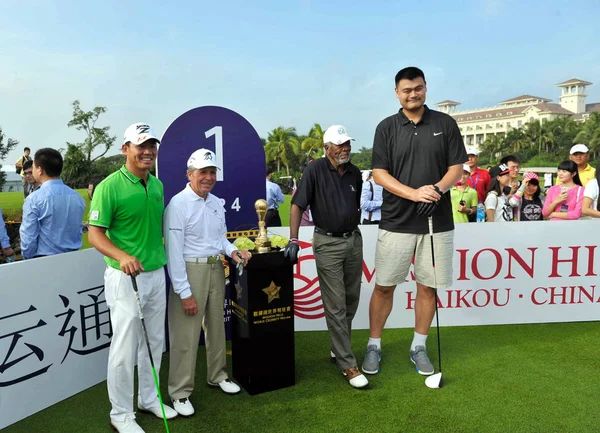 Estrela Basquete Chinesa Aposentada Yao Ming Direita Ator Americano Morgan — Fotografia de Stock