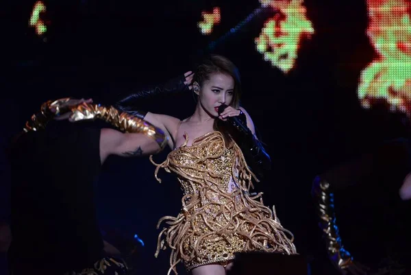 Тайваньская Певица Джолин Цай Выступает Концерте Тайбэе Тайвань Декабря 2014 — стоковое фото