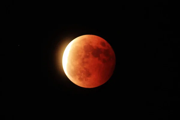 Luna Sangue Risultante Dall Eclissi Lunare Totale Vista Nel Cielo — Foto Stock