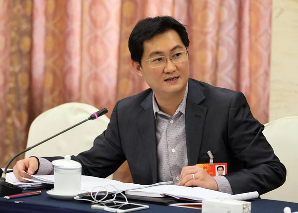 Pony Huateng Presidente Tencent Participa Painel Discussão Durante Primeira Sessão — Fotografia de Stock