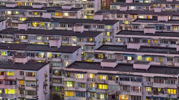 Şangay Şehir Merkezinde Apartmanların Gece Görünümü Çin Ekim 2014 — Stok fotoğraf