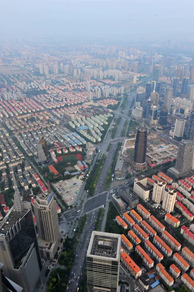 Deze Foto Genomen Van Hoog Shanghai World Financial Center Toont — Stockfoto