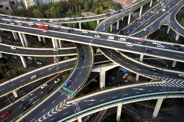 Vehicles Travel Elevated Highways Shanghai China November 2011 — Stock Photo, Image