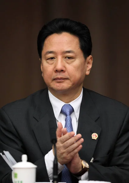 Xiaopeng Governor Shanxi Province Son Former Premier Peng Reacts Session — Stock Photo, Image