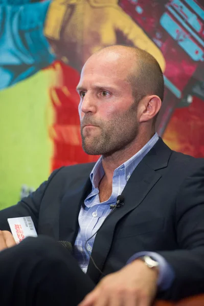 Ator Britânico Jason Statham Assiste Uma Conferência Imprensa Para Seu — Fotografia de Stock