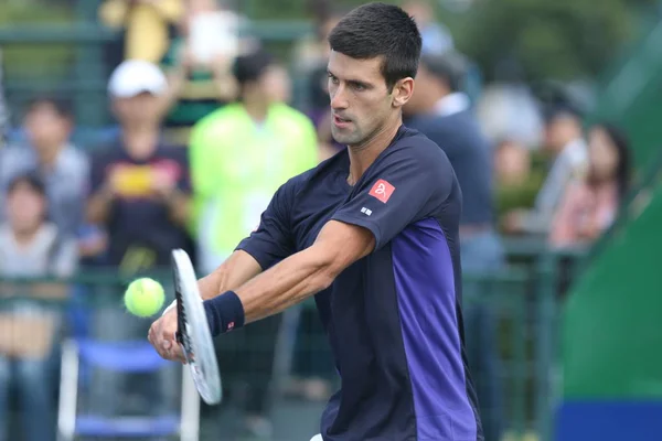 Novak Djokovic Serbia Devuelve Una Oportunidad Durante Una Sesión Entrenamiento — Foto de Stock