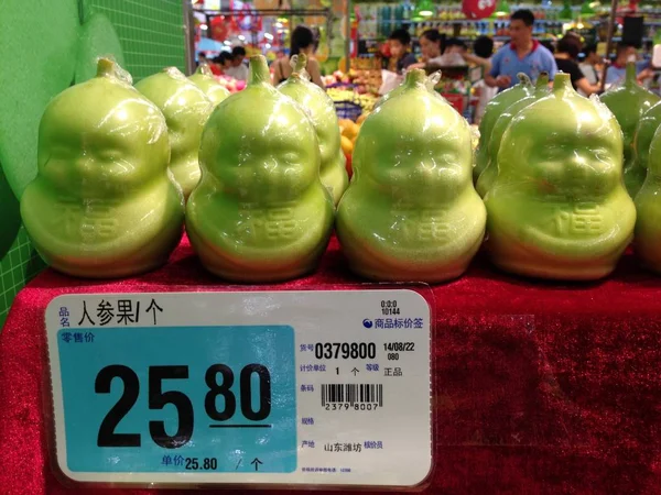 Buddha Förmige Melonen Werden Einem Supermarkt Der Stadt Hangzhou Provinz — Stockfoto