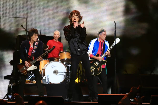 Mick Jagger Avant Autres Membres Groupe Rock Anglais Rolling Stones — Photo