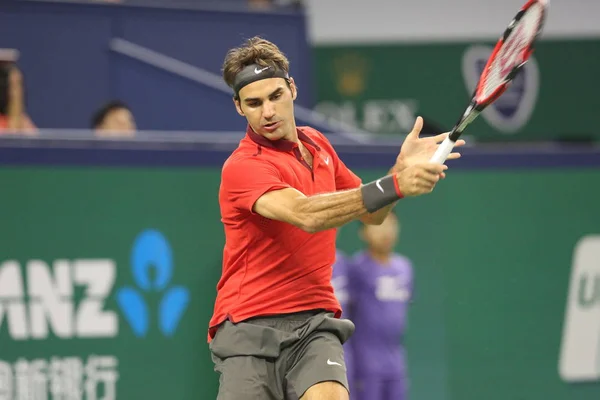 Roger Federer Suíça Retorna Florian Mayer Alemanha Segunda Rodada Dos — Fotografia de Stock