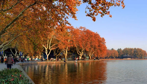 Θέα Της Δυτικής Λίμνης Φθινόπωρο Στην Πόλη Χανγκζού Ανατολική Επαρχία — Φωτογραφία Αρχείου