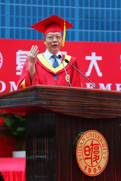 File Yang Yuliang Presidente Universidad Fudan Pronuncia Discurso Durante Una — Foto de Stock
