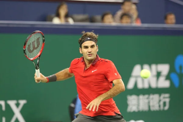 Roger Federer Szwajcarii Przygotowuje Się Powrotu Strzał Florian Mayer Niemiec — Zdjęcie stockowe