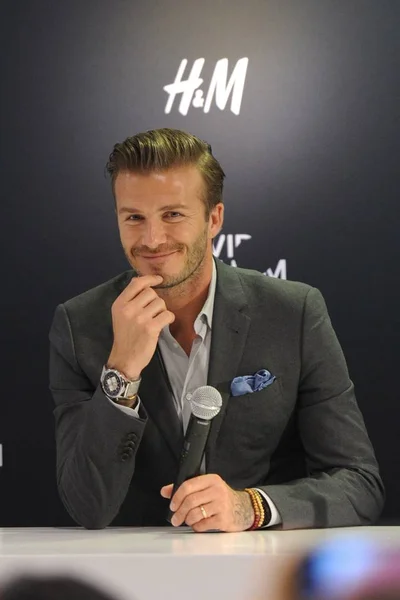 Stella Del Calcio Inglese David Beckham Arriva Evento Promozionale David — Foto Stock