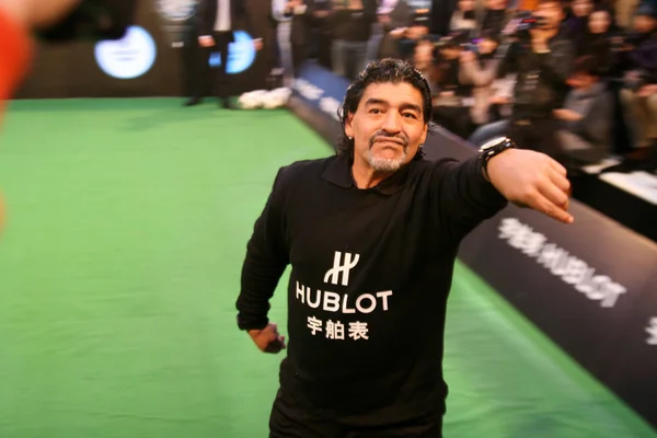 Die Argentinische Fußballlegende Diego Maradona Nimmt Januar 2012 Einer Werbeveranstaltung — Stockfoto
