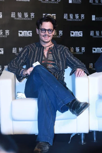 Acteur Américain Johnny Depp Assiste Une Conférence Presse Pour Son — Photo