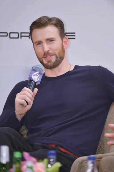 American Actor Chris Evans Speaks Press Conference 2014 Mission Hills — Stock Photo, Image