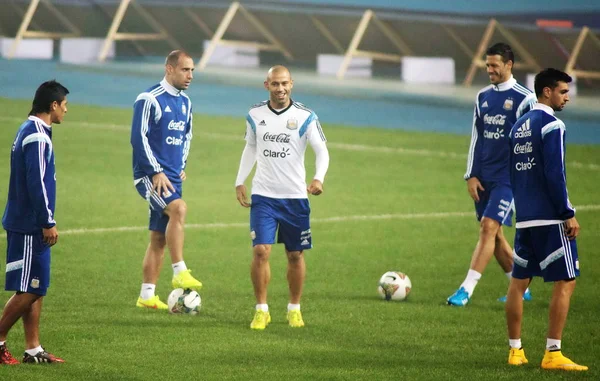 Argentinského Fotbalisty Zúčastnit Tréninku Těžkých Smogu Americe Super Derby Doctor — Stock fotografie