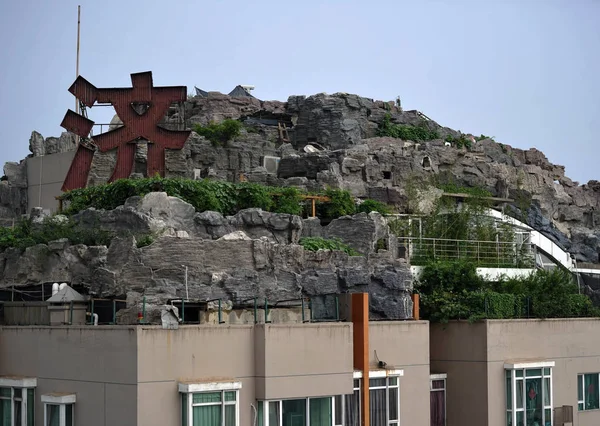 Jardim Rocha Topo Montanha Villa Que Construído Por Professor Telhado — Fotografia de Stock