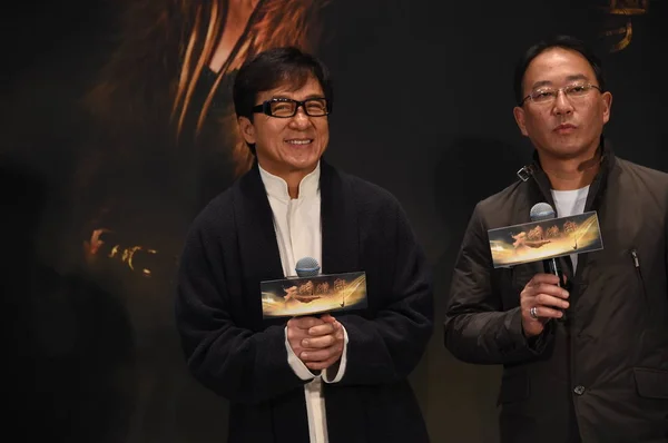 Jackie Chan Superstar Kungfu Hong Kong Sourit Lors Une Conférence — Photo
