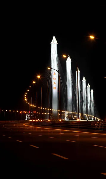Las Lámparas Iluminan Puente Jiashao Shaoxing Provincia Chinas Zhejiang Julio — Foto de Stock